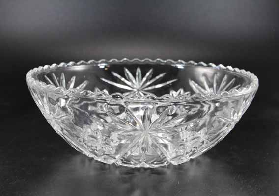 Vintage Glass Salad Bowl Set, Anchor Star of David Bowls 