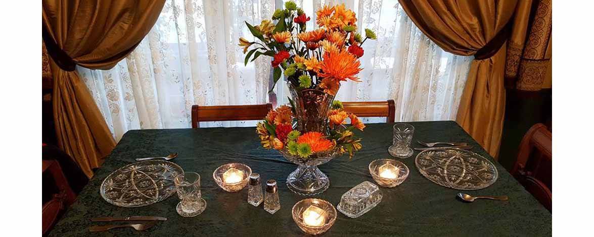 May Day table setting. Photo, flowers, and arrangement by Shirley Nelson.